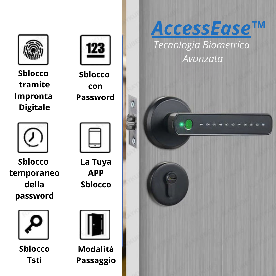 Maniglia per porta AccessEase™ con impronta digitale intelligente
